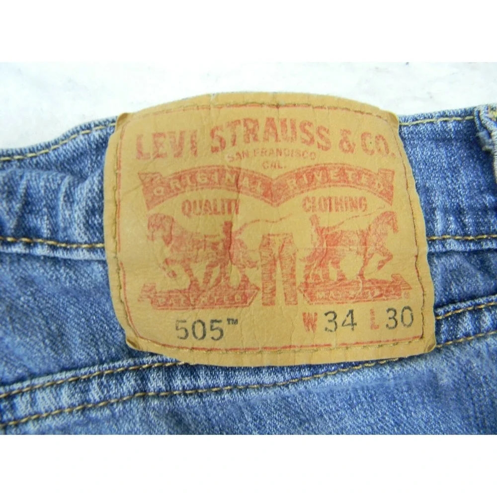Levi's‎ 505 jeans Men's 34 x 30 Regular Fit Straight blue stretch denim pants